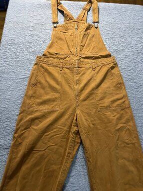 Abercrombie & Fitch Carpenter Overalls Tan Brown Cotton Canvas Workwear XL